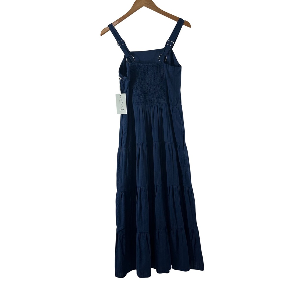 Joie Navy Blue Cotton Dobby Tiered Maxi Dress Womens Size S NWT Smocked Pockets - Picture 4 of 11